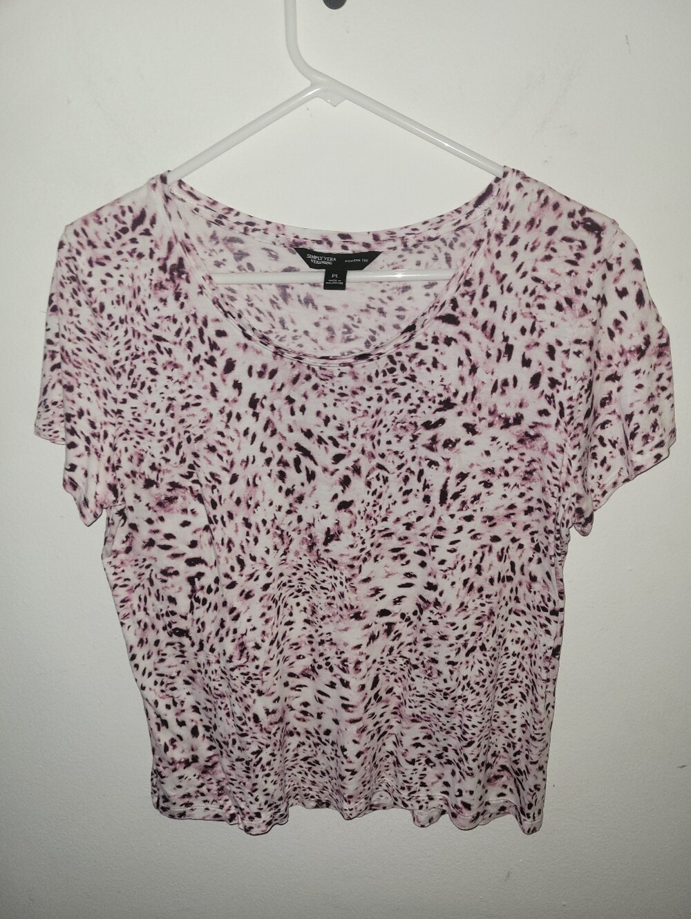 Simply Vera Vera Wang Pink and Black Animal-Print Short Sleeve Tee